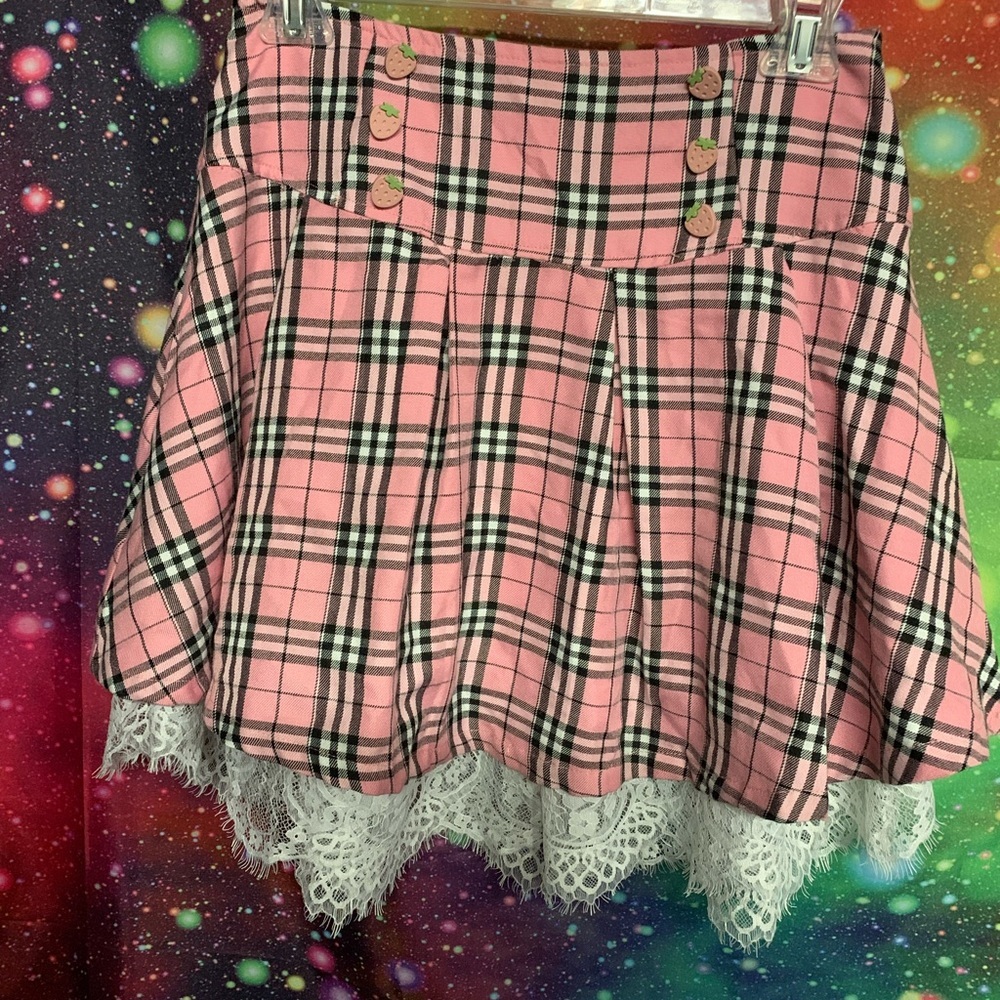 Hot Topic Pink Black Bubble Mini Skirt
